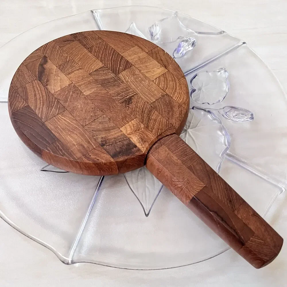 Vintage MCM Dansk Designs Round Cheese Cutting Board w/ Knife / Spreader Handle